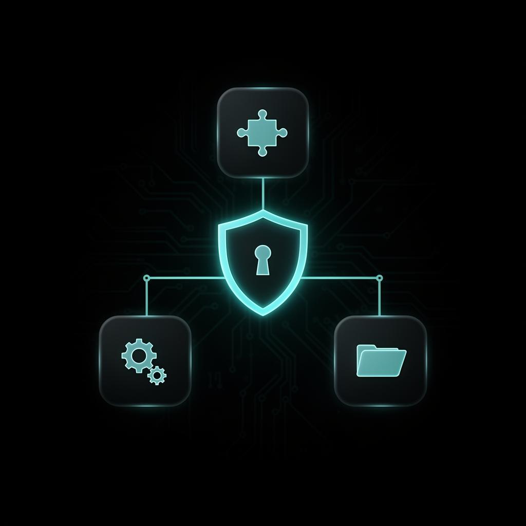 Jira and Confluence app tiles connected to a security shield and pentest report