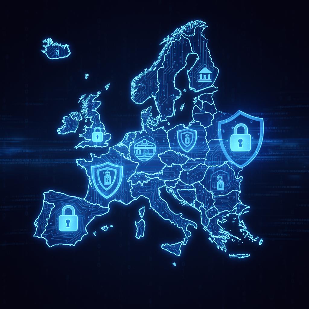 DORA penetration testing requirements for EU financial entities: Article 25 ICT security testing illustration with EU flag and cybersecurity motifs
